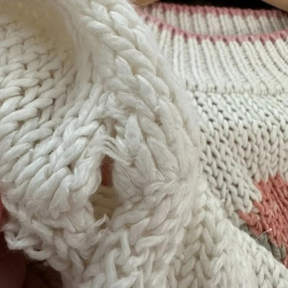 Vintage Handmade Crew Neck Floral Knit Pullover Sweater Neutrals Women's Medium - Picture 13 of 14